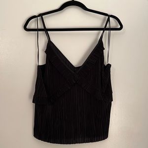 Zara black pleated ruffled tank - size large - new with tags